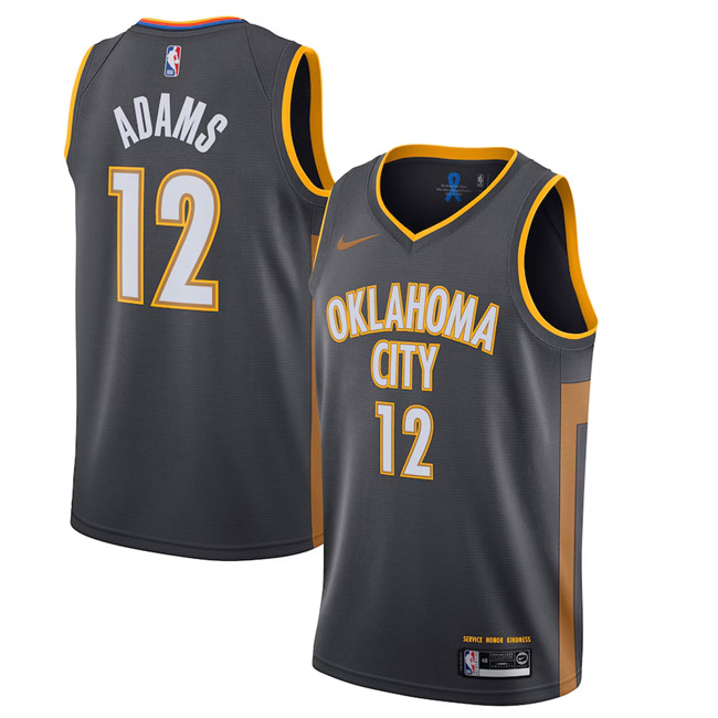 Men's Oklahoma City Thunder Active Player Custom Charcoal 2019/20 City Edition Stitched Basketball Jersey